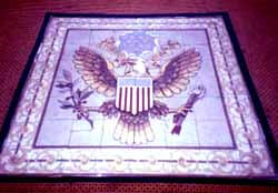 This tiled Presidential seal was laid in the floor of the Pension Building in 1901 at President McKinley's 2nd inauguration.
